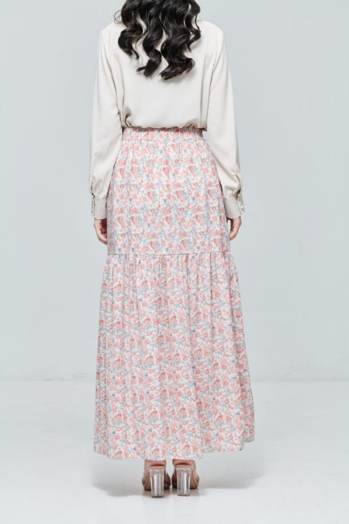 Light Pink Flare Hem Straight Skirt