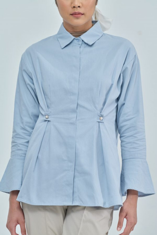Blair Light Blue Pearl Cotton Top