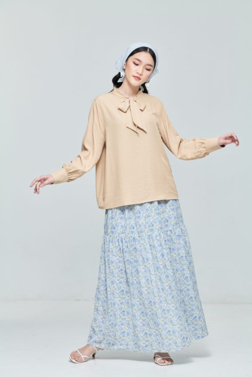 Beige Bow Tie Plain Top