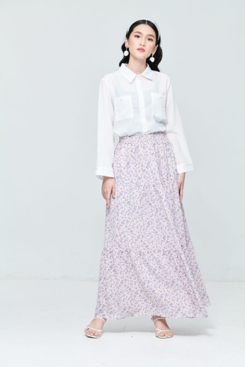 Purple Tiered Maxi Skirt