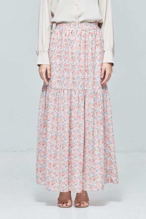 Light Pink Flare Hem Straight Skirt