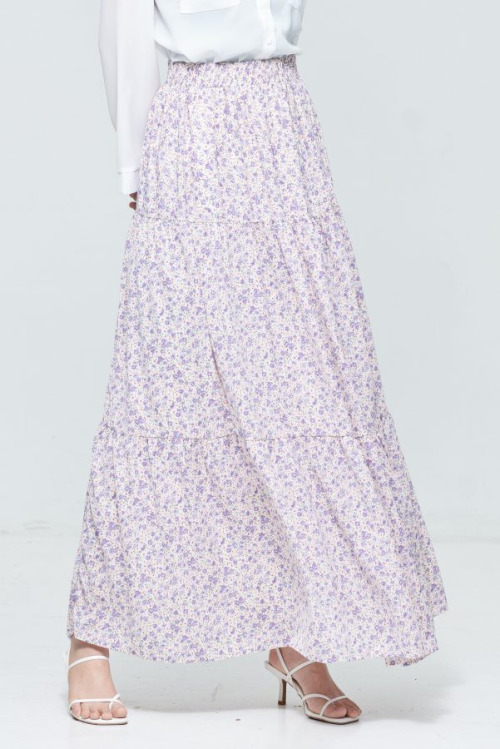 Purple Tiered Maxi Skirt