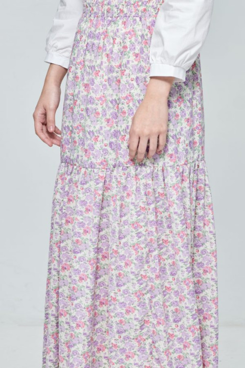 Purple Flare Hem Straight Skirt