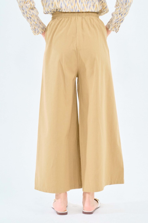Dark Khaki Kyra Lightweight Cotton Pallazo Wide Pants