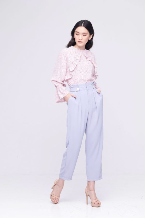 Light Pink Floral Ruffle Top