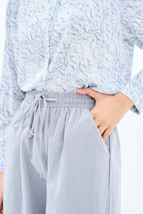 Light Blue Kyra Lightweight Cotton Pallazo Wide Pants