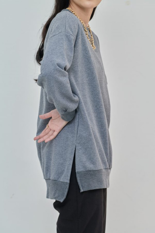 Dark Grey Cara Long Sweatshirt