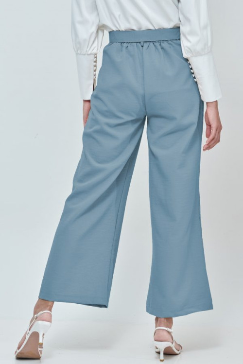Sabrina Turquoise Elastic Wide Pants