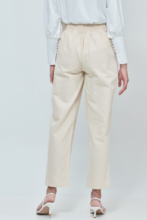 Emily Cream Cotton Straight Pants