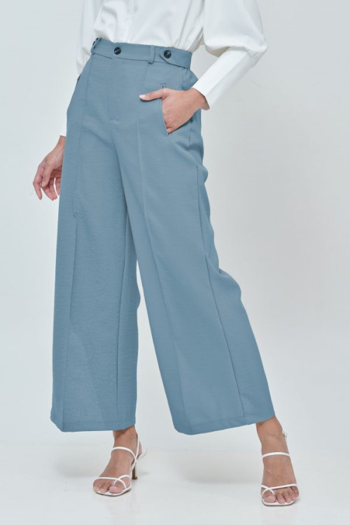 Sabrina Turquoise Elastic Wide Pants