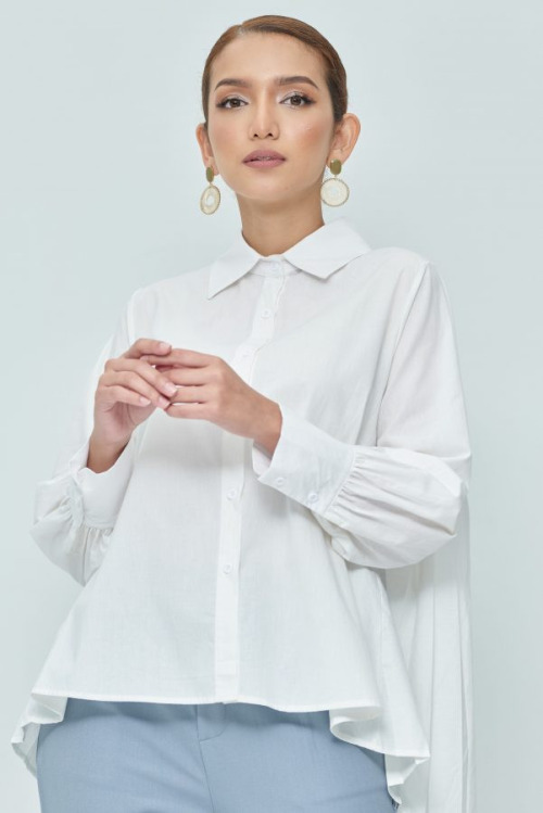 White Back Pleated Top