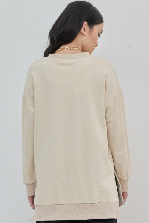 Beige Cara Long Sweatshirt