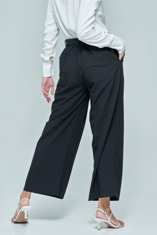 Black Buckle Wide Pants