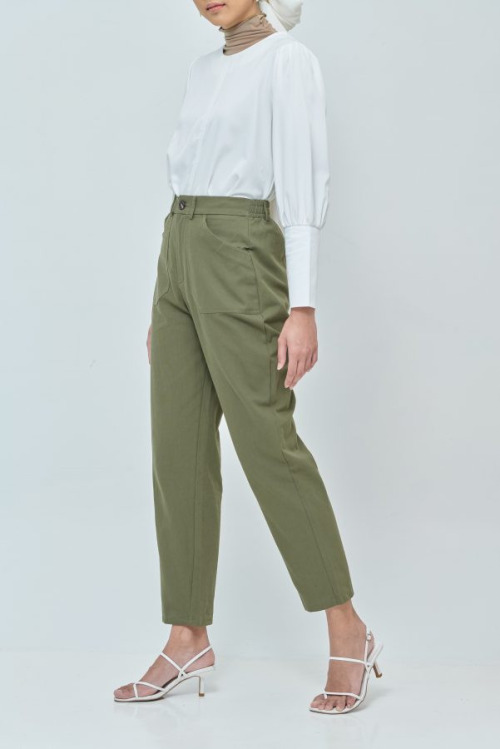 Emily Green Cotton Straight Pants