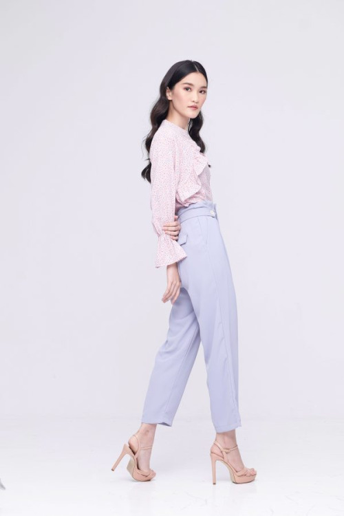 Light Pink Floral Ruffle Top