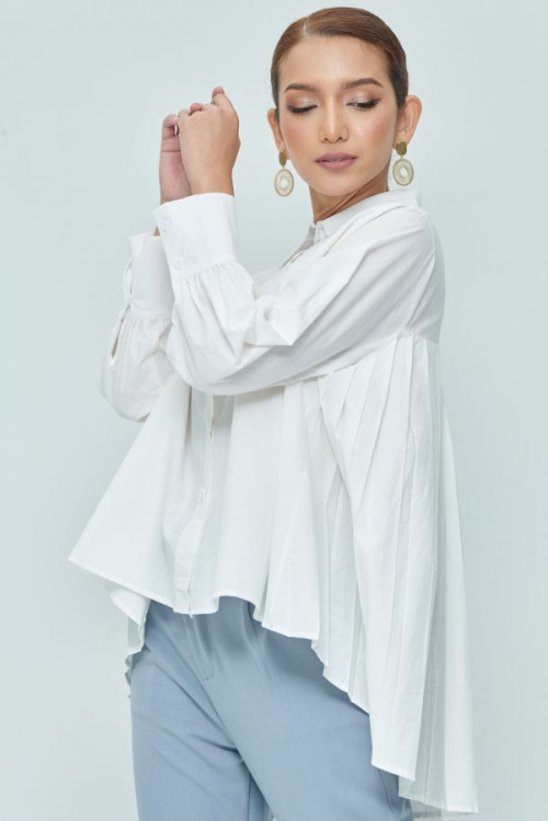 White Back Pleated Top