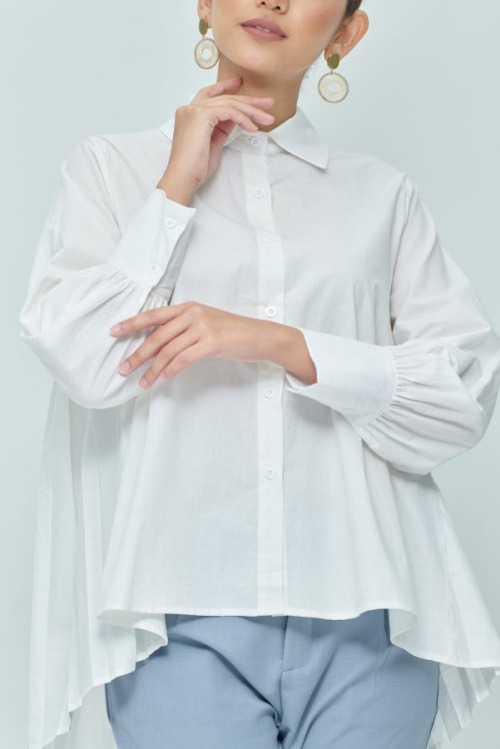 White Back Pleated Top