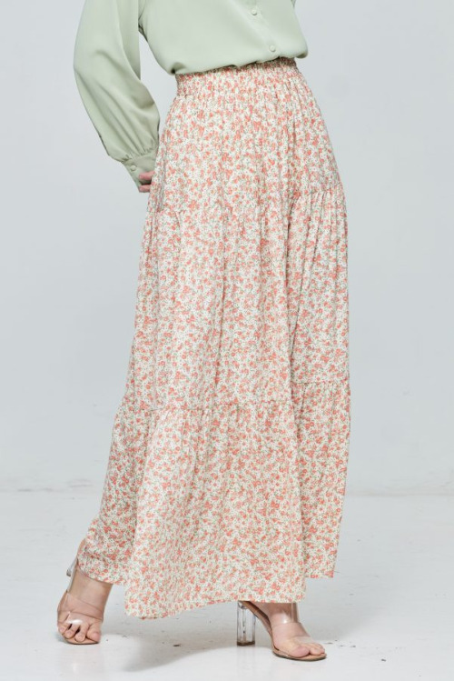 Coral Tiered Maxi Skirt
