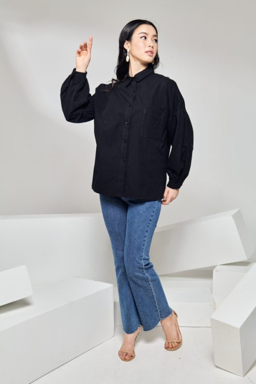 Black Oversized Cotton Top