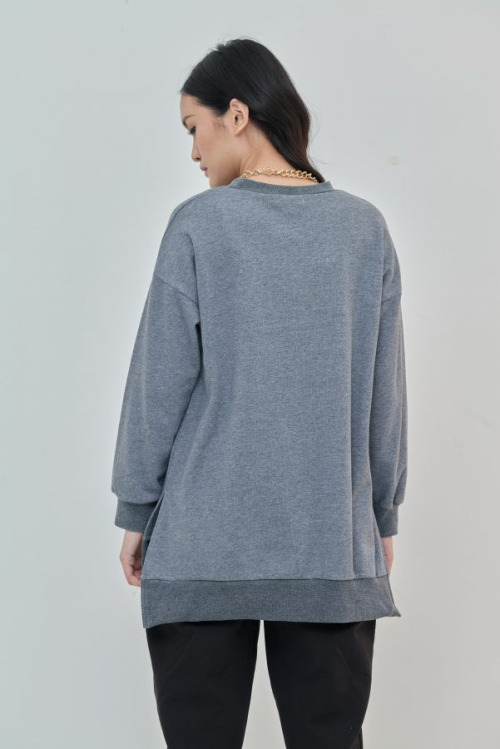 Dark Grey Cara Long Sweatshirt