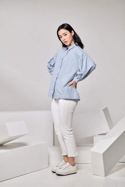 Light Blue Oversized Cotton Top