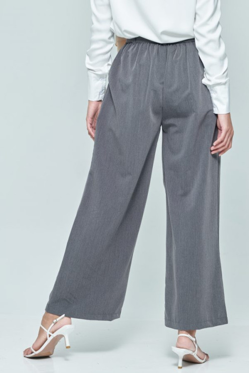 Grey Buckle Wide Pants