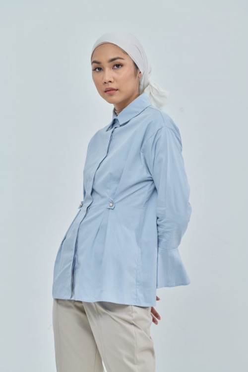 Blair Light Blue Pearl Cotton Top