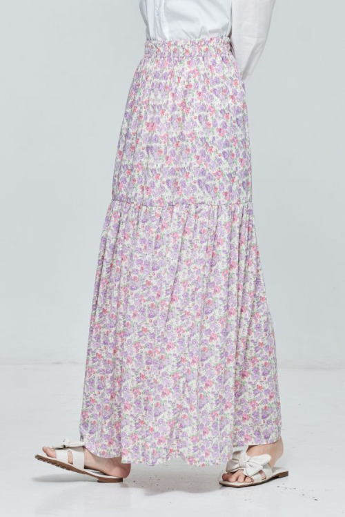 Purple Flare Hem Straight Skirt
