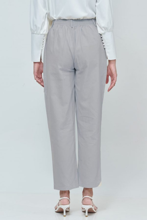 Emily Grey Cotton Straight Pants