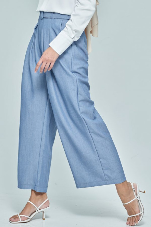 Light Blue Buckle Wide Pants