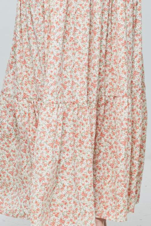 Coral Tiered Maxi Skirt