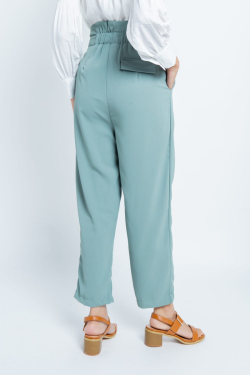 Light Turquoise Pleated Waist Pants
