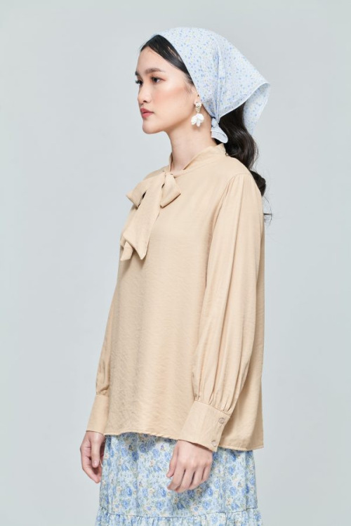 Beige Bow Tie Plain Top