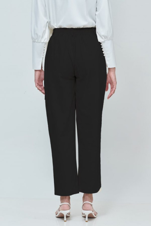 Emily Black Cotton Straight Pants