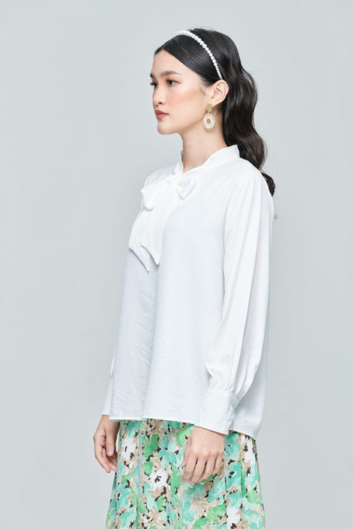 White Bow Tie Plain Top