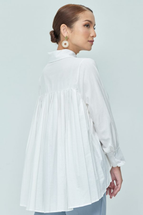 White Back Pleated Top