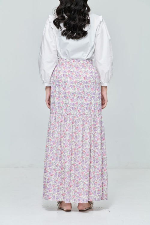 Purple Flare Hem Straight Skirt
