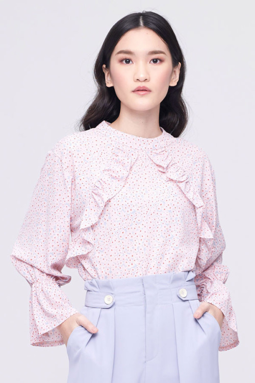 Light Pink Floral Ruffle Top