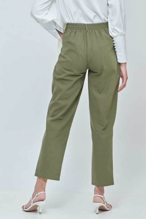 Emily Green Cotton Straight Pants