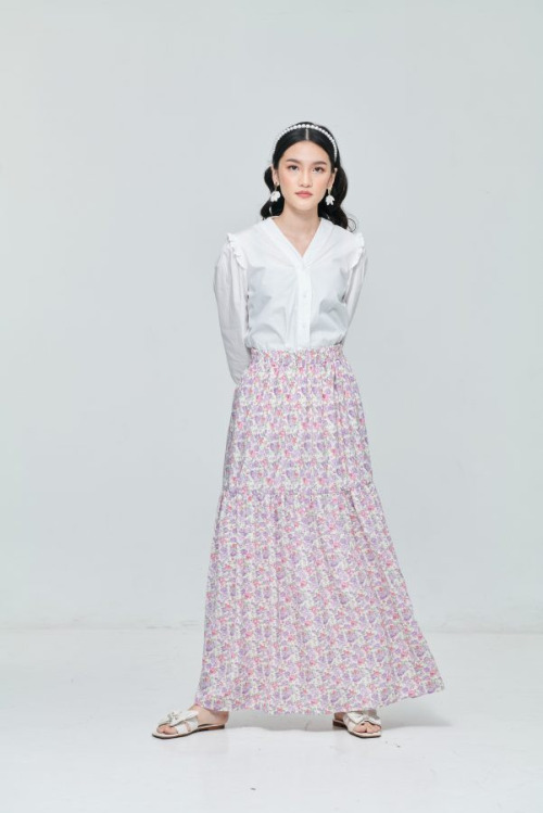 Purple Flare Hem Straight Skirt