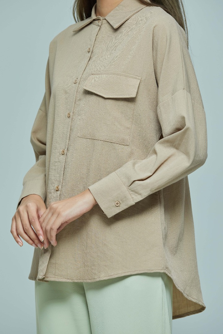 Light Brown Lily 2.0 Basic Single Pocket Shirt