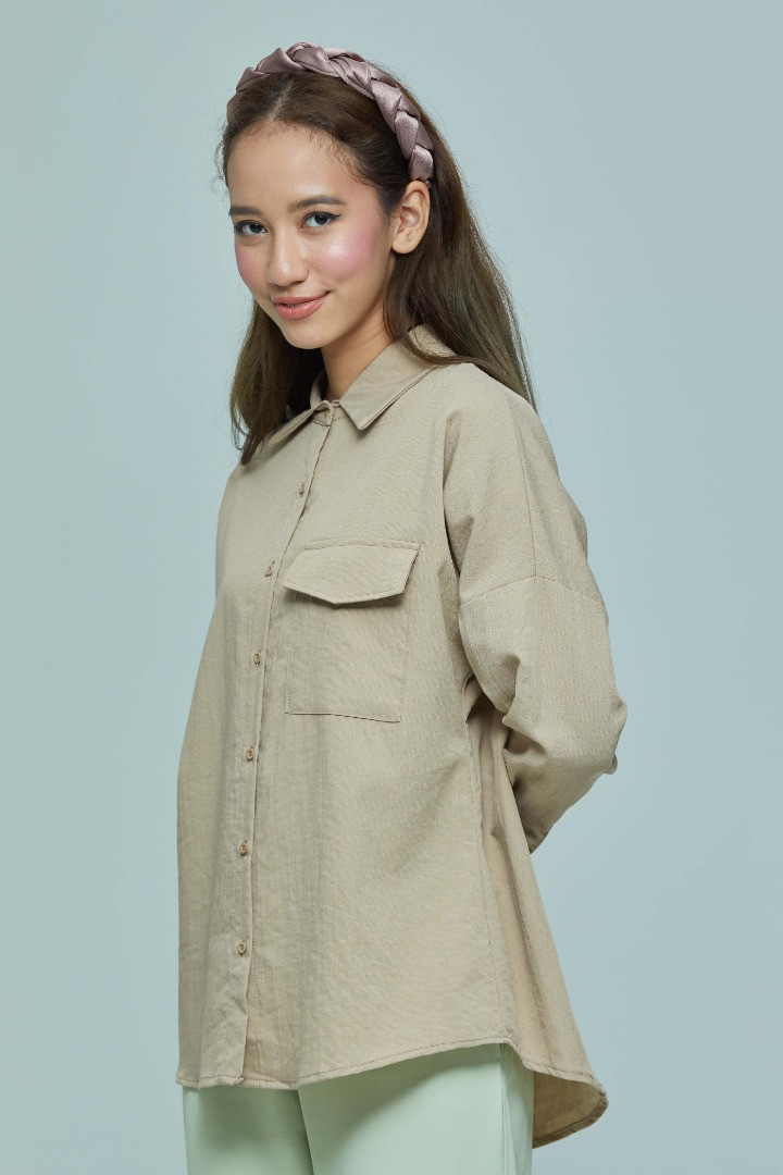 Light Brown Lily 2.0 Basic Single Pocket Shirt