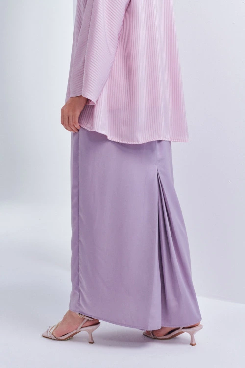 Pink Nia Button Texture Satin Kurung Set