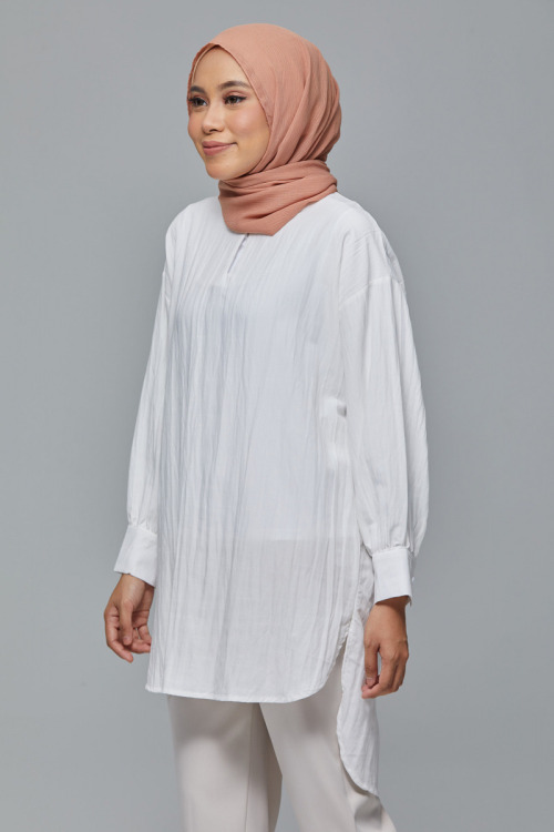 White Christine Linen Long Blouse