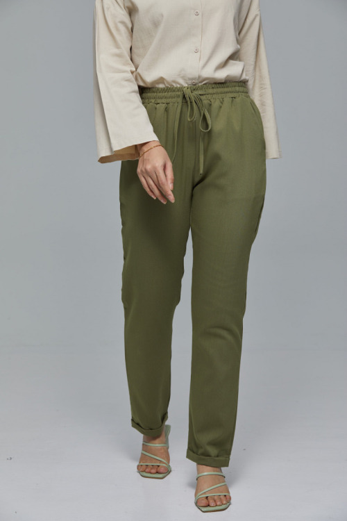 Army Green MC vogue Best Seller Cotton Ankle Pants