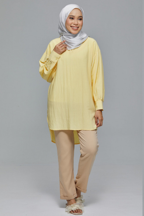 Yellow Christine Linen Long Blouse