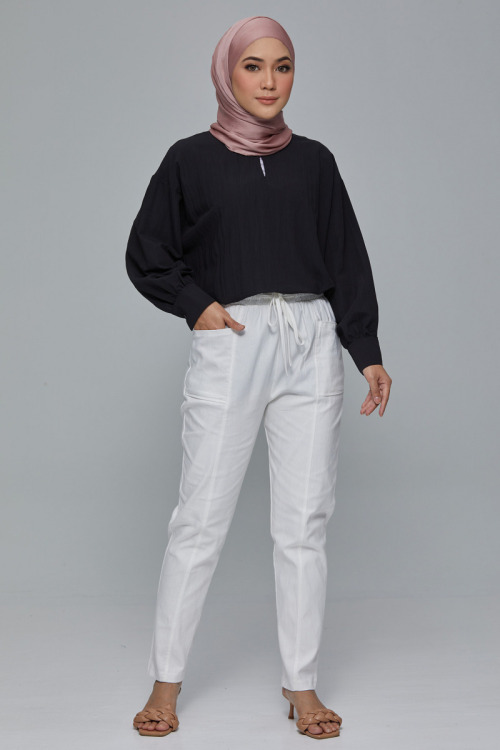 White Ava Casual Jogger Pants