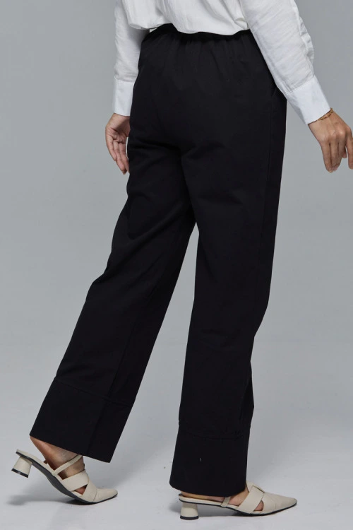 Black Lynn Straight Cut Cotton Pants