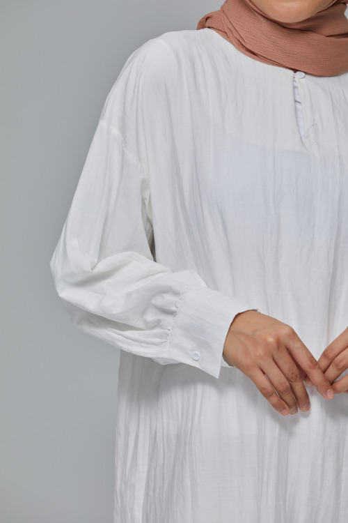White Christine Linen Long Blouse
