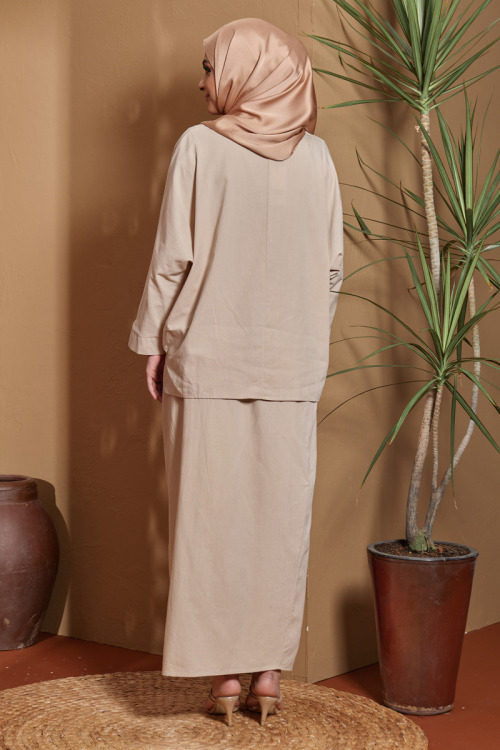 Nude Malika Cotton Linen Kurung Set